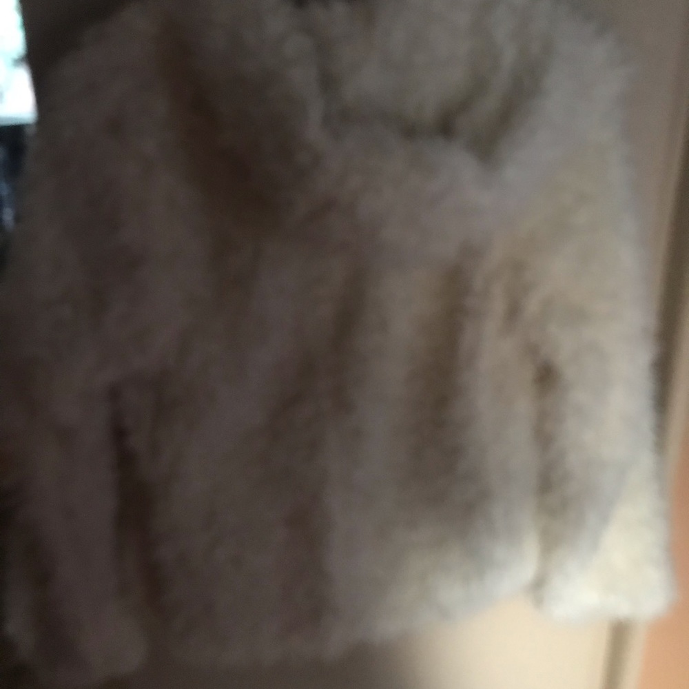 Olivaceous fuzzy faux fur jacket w hood